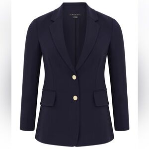 Theory Wool “Teshonna New Faded” Navy Blue Fitted Blazer Size 12